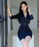 ミニドレス エレガント Vネック 小顔効果 カワセクシー 気質 おしゃれ XH2-ZED880113E49