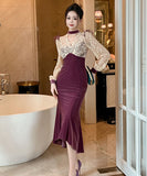 手作りドレス 膝丈ドレス レース セレブ風 高級感 気質 フリル 小顔効果 XH2-JY20982