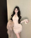 【2色】ミニドレス キャバドレス レース セクシー 高級感 谷間見せ エレガント おしゃれ XH2-XKD-D355-6601-Nov27