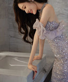 【手作り】ロングドレス キラキラ パーティー 誕生日 演奏会 宴会 マーメイド 高級感 XH2-YFTK7/7