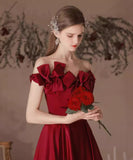 ロングドレス ベアトップ フラワー カラードレス 高級感 ウェディングドレス 宴会 演奏会　XH2-MBYD-6.1