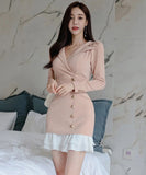 キャバドレス ミニドレス セクシー Vネック 秋新作 フリー 大人可愛い XH2-ZED882671BH506