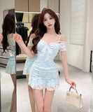 【4色】キャバドレス ミニドレス セクシー 谷間魅力 party レース かわいい YH2-DD6599