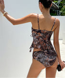 上下セット ビキニ水着 ヒョウ柄 セクシー モノキニ 体型カバー ビーチ 海 XH7-XYX-WX3131