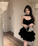 ミニドレス カワセクシー ティアードスカート 肌見せ パーティー 宴会 おしゃれ sweet dress XH2-DD4234