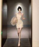 ミニドレス ワンーショルダー セクシー フラワー キャバキャバ 指名 気質 セクシー XH2-XKD-D308-6901-Dec14