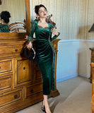 手作り 膝丈ドレス レース 高級感 スリート エレガント 気質 セレブ風 宴会 XH-JY20993