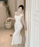 ロングドレス キャミワンピ フラワー レース セクシー エレガント お姫様 高級感 おしゃれ XH2-ZED885660DXH238B