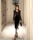 膝丈ドレス セクシー キャバドレス レース 非対称 フリル 女子力 同伴 エレガント XH2-ZED886177DXH343A