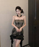 ミニドレス ベアトップ キャバドレス レース セクシー パーティードレス キャバクラ おしゃれ XH2-ZED882475DXH437