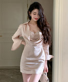 【2点セット】ミニドレス キャバドレス 谷間魅せ キャミソール 指名 セクシー お洒落 XH2-ZED889649GT347