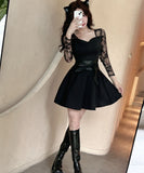 ミニドレス キャバドレス Aライン 着瘦せ レース セクシー リボン XH2-ZED883127BH453