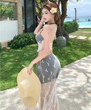 【3点セット】ビキニ 三角ビキニ レース セクシー 水着 モノキニ ホルターネック INS話題 ビーチ XH7-CF-YG574