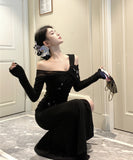 ロングドレス スリート キャバドレス オフショルダー カワセクシー 気質 フラワー XH2-XKD-D342-867-Oct13