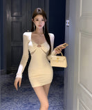 ミニドレス キャバドレス セクシー レース 谷間見せ 袖付き 指名 気質 XH2-ZED882422DXH437