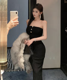 ロングドレス ベアトップ キャバドレス パーティー セクシー キラキラ キャバクラ XH2-XKD-D342-892-Nov13