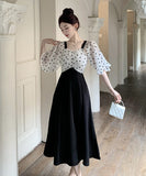 ロングドレス エレガント 水玉柄 着痩せ おしゃれ 気質 XH2-ZED885462DXH449