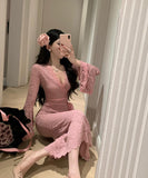 【3色】ロングドレス レース キャバドレス 谷間見せ セクシー 気質 エレガント 指名 XH2-ZED888568XH238A