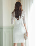 膝丈ドレス セクシー レース 高級感 結婚式 キャバドレス XH2-ZED888035HF225A