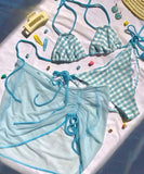 3点式セット ビキニ 水着 ホルターネック 三角ビキニ チック柄 セクシー ワンピース エレガント 気質 XH7-SNM25230