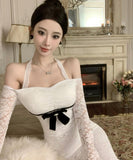 ロングドレス レース ホルターネック マーメイドドレス エレガント カワセクシー オフショルダーXH2-CD7-238-85950530