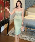 手作り キャバドレス 膝丈ドレス エレガント 高級感 宴会 partyドレス セレブ風 XH2-JY21179