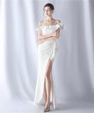 【5色】ロングドレス 高品質 ナイトドレス 宴会 オフショルダー 演奏会 XH2-YEY31528#