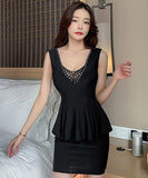 【2色】キャバドレス セクシー ミニドレス 谷間魅せ 指名 XH2-YLSE5708#