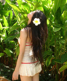 水着 モノキニ ビキニ フリル ベアトップ リボン 体型カバー 着痩せ 気質 セクシー 温泉 ビーチ 海 XH7-SNM-S031