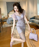 【手作り】ロングドレス 高品質 レース パフスリーブ Vネック 気質 宴会 XH2-JY20671