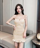 【4色】ミニドレス キャバドレス キャミワンピ セクシー キラキラ チュール パーティー 指名 ナイトクラブ XH2-YM8862