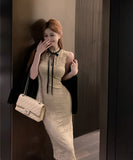 膝丈ドレス レース エレガント タイトドレス セクシー セレブ風 女子力 XH-XKD-D529-6369-Aug31