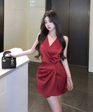 【2色】ミニドレス キャバドレス 谷間見せ 非対称 セクシー パーティー 指名 XH2-XKD-D355-5601-May20