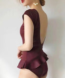 【2色】M-XXL モノキニ 水着 バックレス フリル ワンピース 着痩せ ビキニ海 露出控え カワセクシー ビーチ XH7-PB23