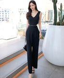 【2色】ワイドパンツ 新作 かわいい ゴージャス おしゃれ Vネック セクシー XH2-ZED880578E