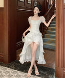 【2色】ミニドレス ロマンチック チュール パフ袖 おしゃれ 可愛い YH2-ZED885395DXH238B