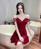 【4色】ミニドレス セクシー キャバドレス Aライン 谷間魅せ 指名 ナイトクラブ XH2-DD4460