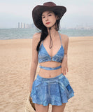 デニムビキニ セクシー ワンピース 超人気 ホルターネック 女子力 可愛い XH7-GM-adn004