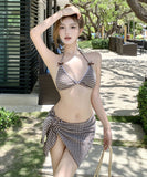 【3点セット】ビキニ 三角ビキニ チック柄 セクシー 水着 モノキニ ホルターネック INS話題 ビーチ XH7-CF-YG3132