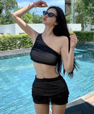 3点式セット ビキニ 水着 ワンーショルダー セクシー ガーリー キラキラ ビーチ 海 温泉 XH7-KSD082