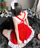 【3点セット】クリスマ サンタコス Aライン 着瘦せ 大人可愛い セクシー サンタ服 コスプレリボン XH2-JXL-S11