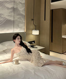 ロングドレス キラキラ おしゃれ キャバドレス 谷間見せ セクシー 大人可愛い パーティー XH2-ZED885455DXH449