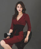 キャバドレス Vネック セクシー 通勤 エレガント 膝丈ドレス XH2-ZED889113N14