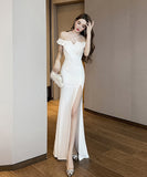 【3色】ロングドレス ホルターネック 谷間見せ セクシー 宴会 ナイトドレス 脚長効果 XH2-YM9169