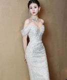 ロングドレス キラキラ ベアトップ 宴会 誕生日 演奏会 マーメイド セクシー XH2-YFTK4/12