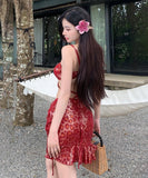 3点セット ビキニ 温泉 韓国っぽ 水着 着痩せ セクシー おしゃれ ヒョウ柄 XH7-DP-A10028