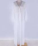 サンドレス ロングドレス Ⅴネック ハワイ セクシー 海 レース 可愛い XH2-MX-ZS688