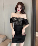 【2色】ミニドレス キャバドレス レース セクシー 谷間見せ 指名 XH2-DD5755