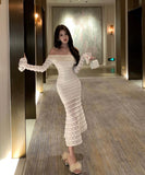 ロングドレス オフショルダー セクシー マーメイドドレス 同伴 エレガント 韓国っぽ カワセクシー XH2-CD7-238-85220690