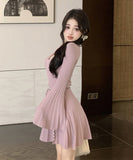 ミニドレス Aライン 着瘦せ 大人可愛い 秋新作 韓国っぽ XH2-LQE9208H355